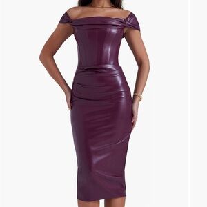HOUSE OF CB Raven Off the Shoulder Faux Leather Dress